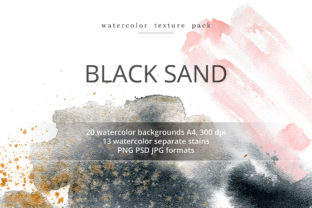 Black Sand. Watercolor Textures