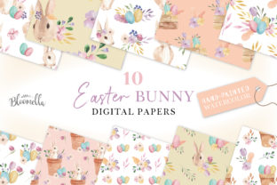 Easter Bunny Egg Floral Digital Papers Patterns