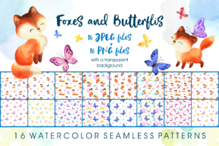 Foxes and Butterflis. Watercolor Seamles