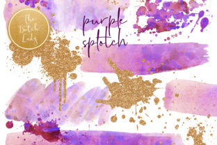Purple Splotch Watercolor Clipart Set for Crafts
