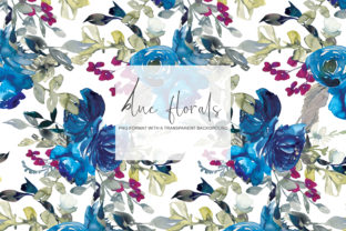 Watercolor Blue Seamless Pattern Set and Patterns