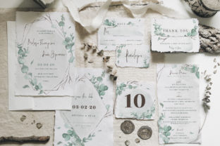 Watercolor Eucalyptus Wedding Suite & Print Templates