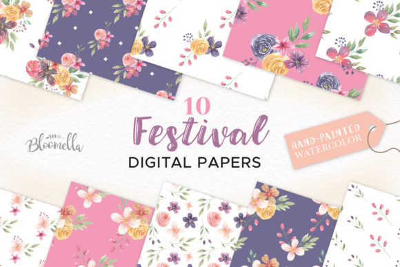Watercolor Festival Seamless Patterns