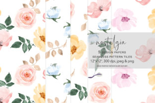 Watercolor Floral Seamless Pattern Set for Crafting and Etsy Products