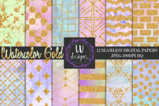 Watercolor Gold Unicorn Backgrounds for Branding & Packaging
