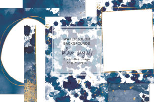 Watercolor Navy Gold 5 x7 Backgrounds for Branding Projects