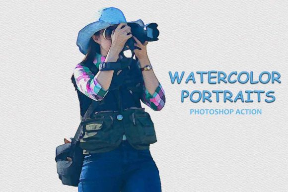 Watercolor Portraits PS Action for Branding and Creative Projects
