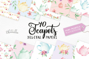 Watercolor Teapot Patterns Tea Set Flora